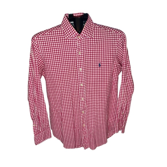 Polo Ralph Lauren Custom Fit Pink Plaid Button Up Shirt Mens Size 15  32/33 - Picture 1 of 6